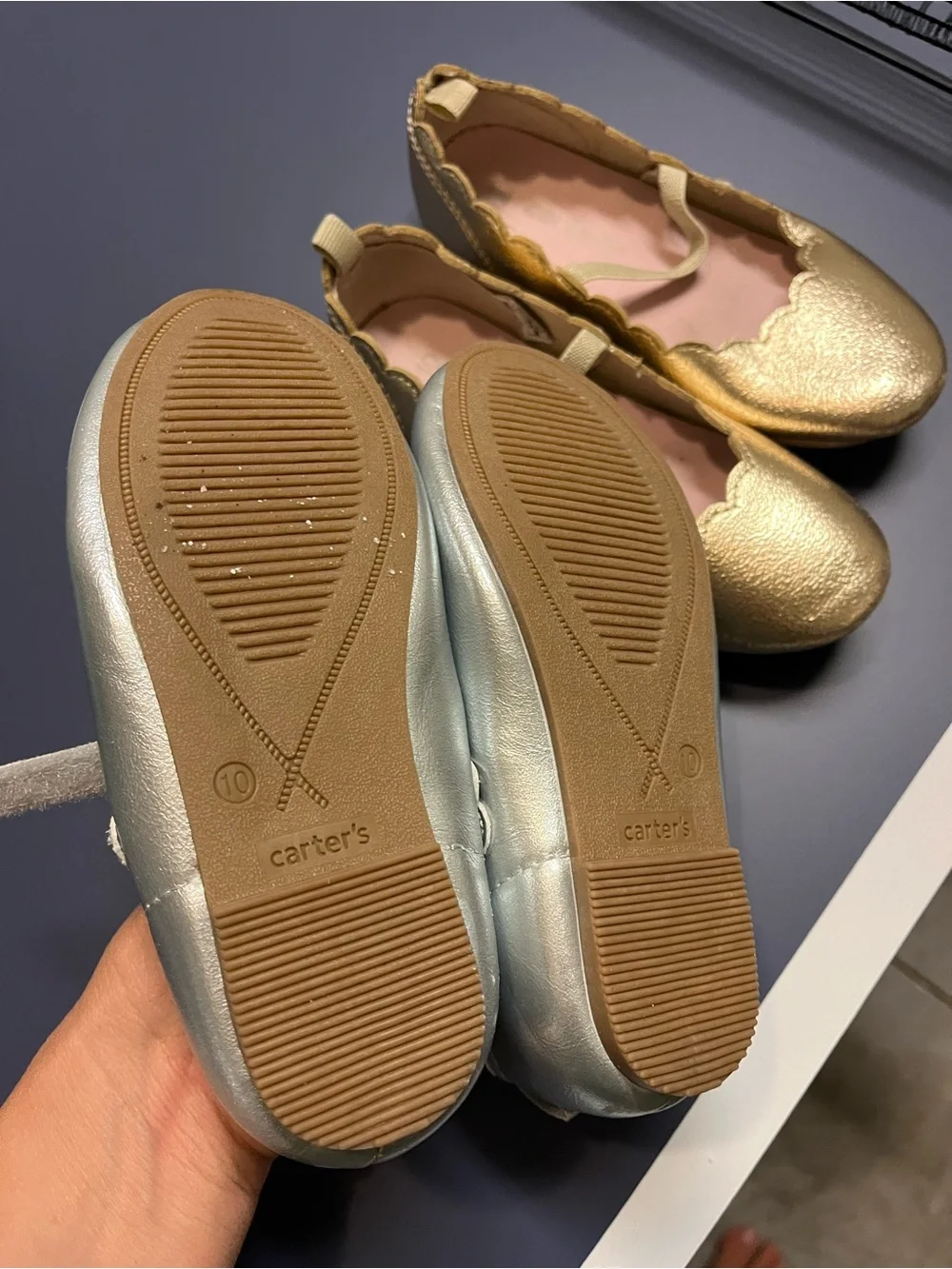 Carter's Metallic Girls Ballet Flats in Gold and Silver